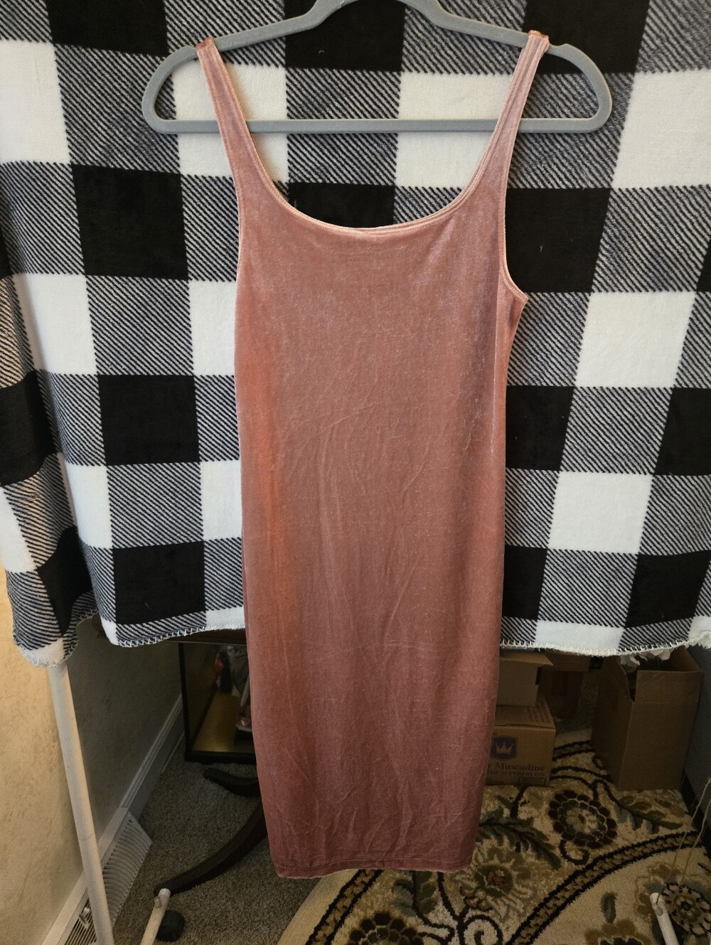 Zara Rose Pink Velvet Midi Dress
